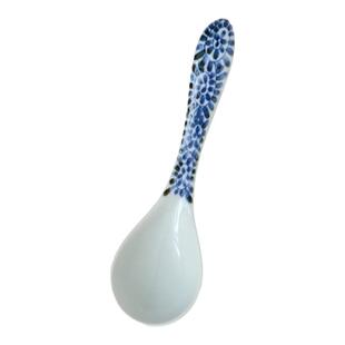 日本进口美浓烧青花瓷家用陶瓷大汤勺光峰勺子调羹日式和风汤匙