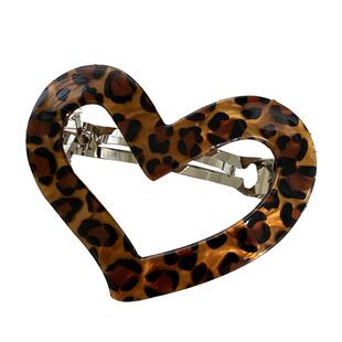 2025新款高级感心形豹纹弹簧夹发夹子头饰头发卡女半扎马尾后脑勺