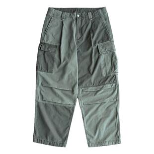 LAPIVIMA TWO-TONED COLOR BLOCK WASHED CARGO PANTS 拼接工装裤