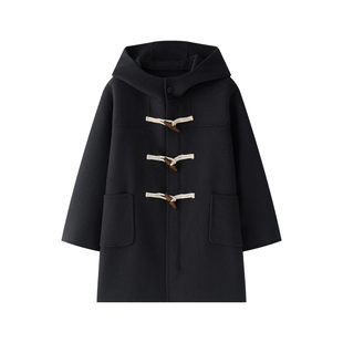 虾酱麻麻男童双面羊毛大衣冬季2025新款男孩洋气连帽儿童毛呢外套