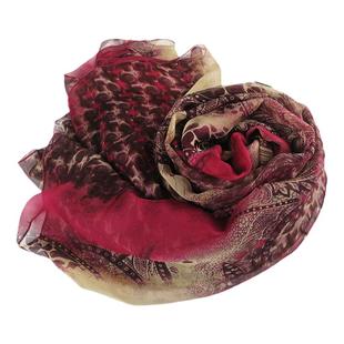 酒红色丝巾2025流行女纱巾桑蚕丝性感枣红色披肩春秋冬季真丝围巾