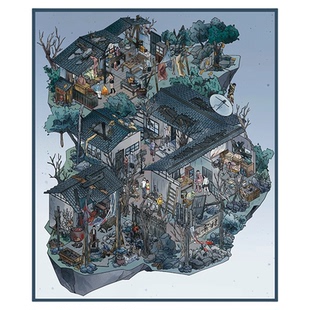 巫希村造景贴纸微恐系列合集微缩场景3D立体沉浸式微缩小屋带定位线手帐素材贴纸贴画手工DIY女生解压玩具贴