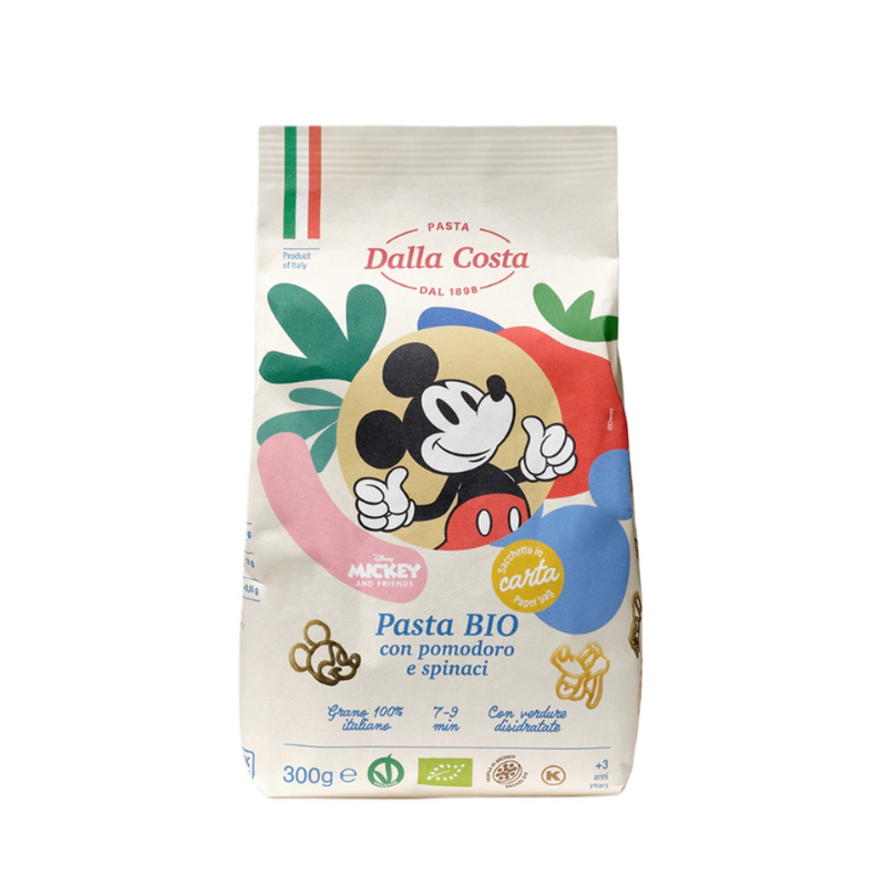 Dalla Costa有机婴幼儿意粉三色粗粒小麦番茄菠菜300克米奇老鼠装