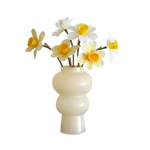 洋水仙花仿真花假花花束橘黄色客厅摆设桌面插花绢花装饰花瓶摆件