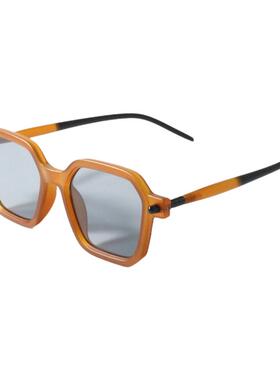 个性油画色UV400六边形英伦眼镜