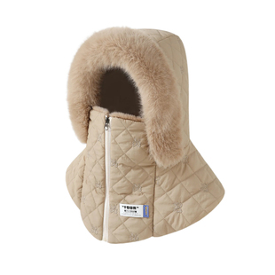 冬季新款毛绒风雪帽女连帽围巾保暖帽子防风帽骑车防寒护耳雷锋帽