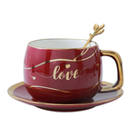 北欧创意轻奢大肚陶瓷咖啡杯碟 家用办公室牛奶花茶咖啡情侣水杯