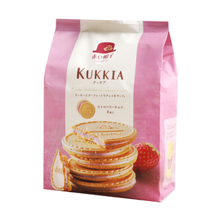 日本进口零食小吃千朋红帽子牛奶抹茶巧克力夹心薄脆饼干休闲食品