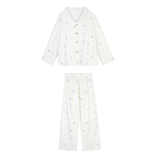 馨帮帮Homedress 冬季可爱星星珊瑚绒睡衣裤套装保暖加厚家居服女