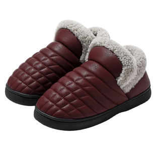 红豆中老年棉拖鞋女防滑防摔2025秋冬新款高帮棉鞋居家加绒保暖男