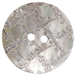 23mm1颗价不规则英国Textile Garden贝壳闪亮银蕨草格纹纽扣