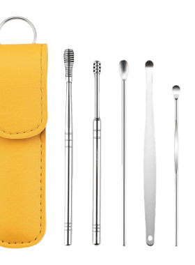 不锈钢螺旋掏耳勺六件套无毛刺