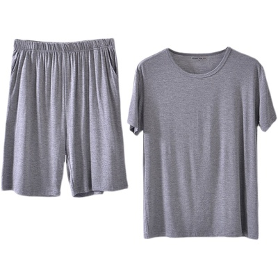 莫代尔男士宽松冰丝休闲纯色t恤