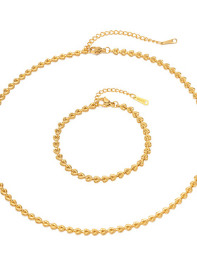 通体钛钢18K爱心链040