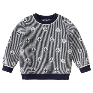 戴维贝拉男童A类毛衣2025冬季新款宝宝洋气针织衫儿童纯棉套头衫