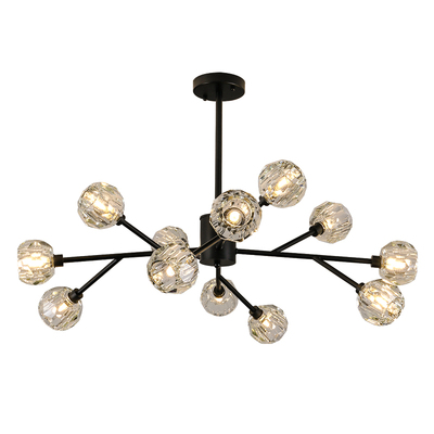 北欧灯具客厅吊灯轻奢现代创意灯饰网红中古风卧室餐厅水晶分子灯