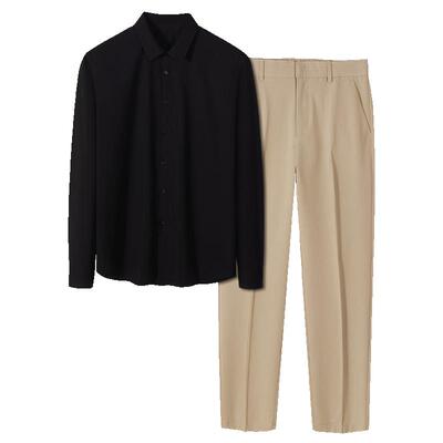 衬衫裤子两件套男痞帅高级感