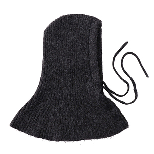 定制款~灰色针织巴拉克拉法帽女冬季毛线帽连帽围脖围巾帽子一体