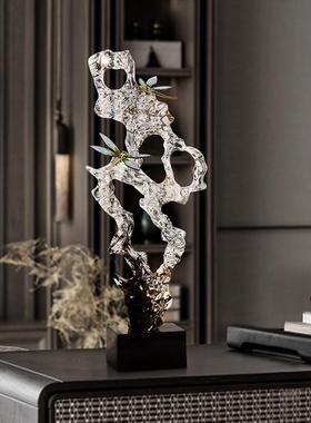 新中式透明太湖石玄关摆件轻奢高档客厅电视柜酒柜办公室软装饰品