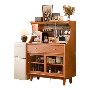 客厅实木餐边柜靠墙一体储物柜小尺寸咖啡边柜家用收纳储物茶水柜
