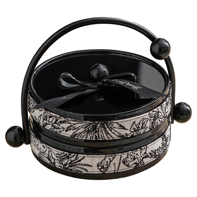 漫时光中古风手提果篮旋转陶瓷水果盘客厅茶几家用干果零食摆放盘