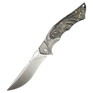 大马士革钢折叠刀高氮钢锋利M390小刀随身折刀高硬度防身户外刀具