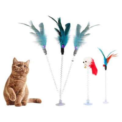猫玩具吸盘弹簧长杆逗猫棒自嗨解闷神器带吸盘小猫咪质量好的玩具