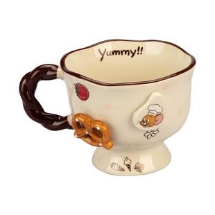 摩登主妇猫和老鼠陶瓷马克杯家用杯子浮雕办公室水杯咖啡杯早餐杯