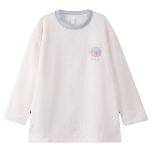 珊瑚绒套头睡衣女冬季加绒加厚保暖摇粒绒长袖长裤两件套装家居服