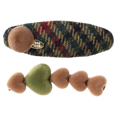 韩系爱心花朵毛呢发夹女成人刘海