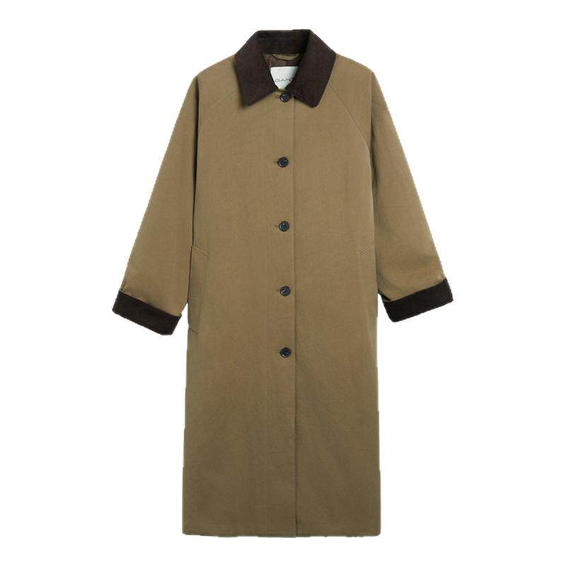 【旷野系列】GANT/甘特26秋冬新女士翻领复古巴恩风长款风衣棉服