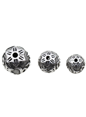 复古莲花六字真言隔珠S925纯银