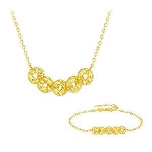 周大生五帝币黄金项链足金手链碎碎冰铜钱套链生日礼物送女生