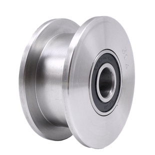 304不锈钢轨道轮定制轴承轮H型槽U型起重V型钢丝定滑轮导轨导向轮