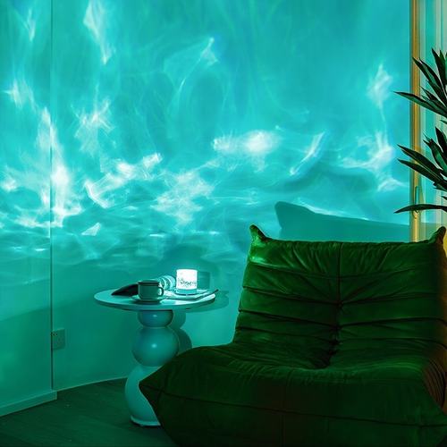 网红旋转动态火焰水波纹氛围浪漫灯卧室投影星空床头情侣小夜灯