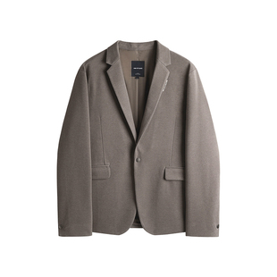 HIM汉崇 轻暖磨毛修身加厚休闲西服男复古平驳领西装外套2025冬季