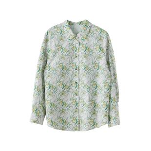 AS舒适衬衫女26春季新款满印花卉翻领宽松长袖复古清新设计感上衣