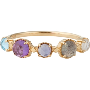 新年礼物agete/阿卡朵【灭霸款】玫瑰切割彩色宝石9K金戒指礼物