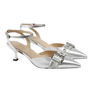 fed高跟凉鞋夏季新款女鞋尖头单鞋银色包头凉鞋女款D0514-ZFA365