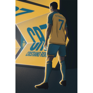 c罗纳尔多海报相框挂画背景墙油画现代客厅装饰画玄关纪念品