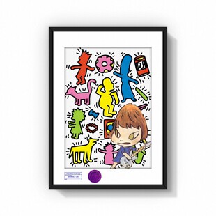 S5h限量潮流版画 Keith Haring凯斯哈林&奈良美智 艺术挂画装饰画