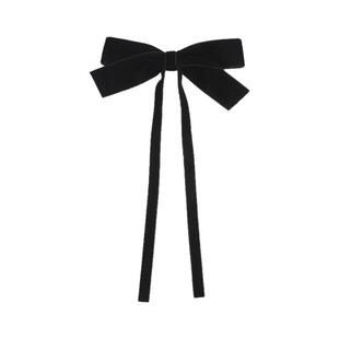 日系reefur梨花发饰丝绒蝴蝶结长飘带发圈头绳酒红黑色橡皮筋头花