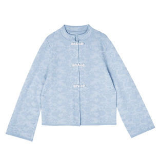 Little Naive女童中式改良羊毛开衫立领上衣春秋国风儿童针织外套