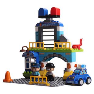 儿童大颗粒积木拼装玩具男孩警车大树宝宝益智百变小汽车3到6岁