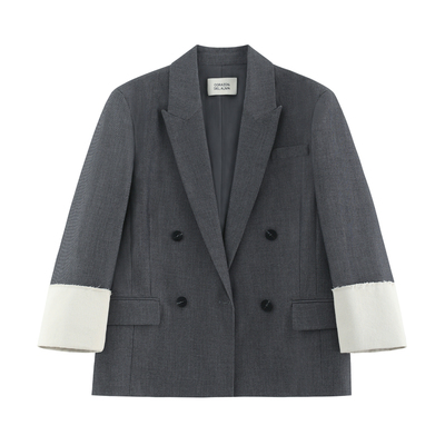 翻袖拼接宽松廓形西装