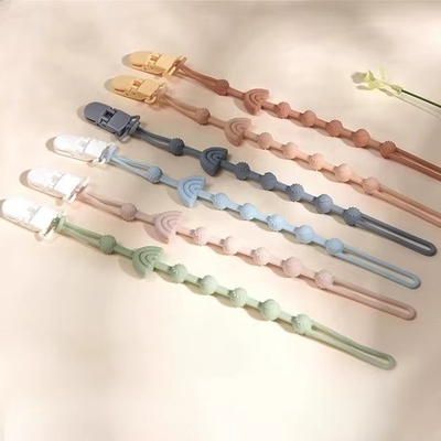 牙胶防掉链婴儿磨牙玩具数据线硅胶防丢绳宝宝安抚奶嘴链夹子