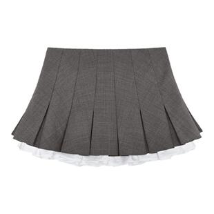 【SHUSHUTONG】蕾虎设计感气质简约时尚高级通勤双层短半裙装裙子