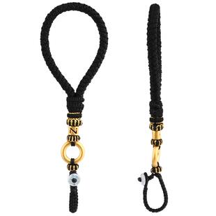 黄金平安扣钥匙扣字母转运珠男上司情侣青丝头发汽车挂件足金999