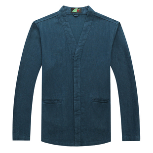 楠中国风麻外套男春季外套2026新款苎麻衬衫中式全麻上衣休闲灵千