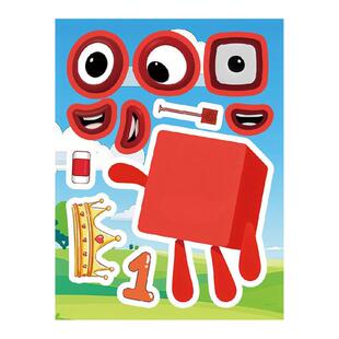 8张儿童卡通数字积木方块拼图换脸益智DIY游戏亲子互动防水贴画儿童卡通积木方块互动益智DIY脸贴装饰